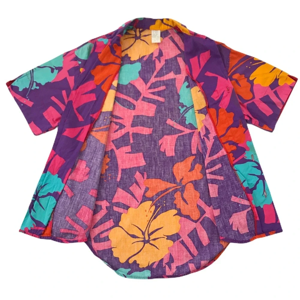 Vintage Made In USA Jimmy Jems Hawaiian Button Down Shirt Size Small